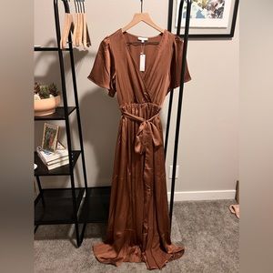 NEW!! Sicily Maxi Dress Satin | Rosy Brown